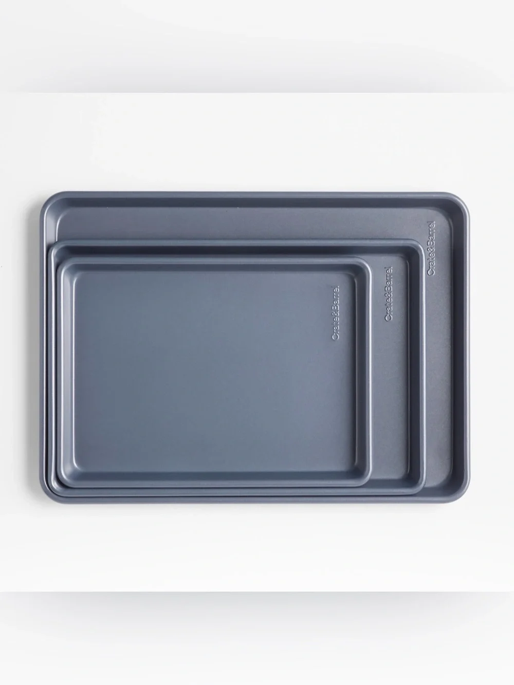 Crate & Barrel Slate Blue Silicone Nonstick Sheet Pans, Set of 3 9” 10” 18”
